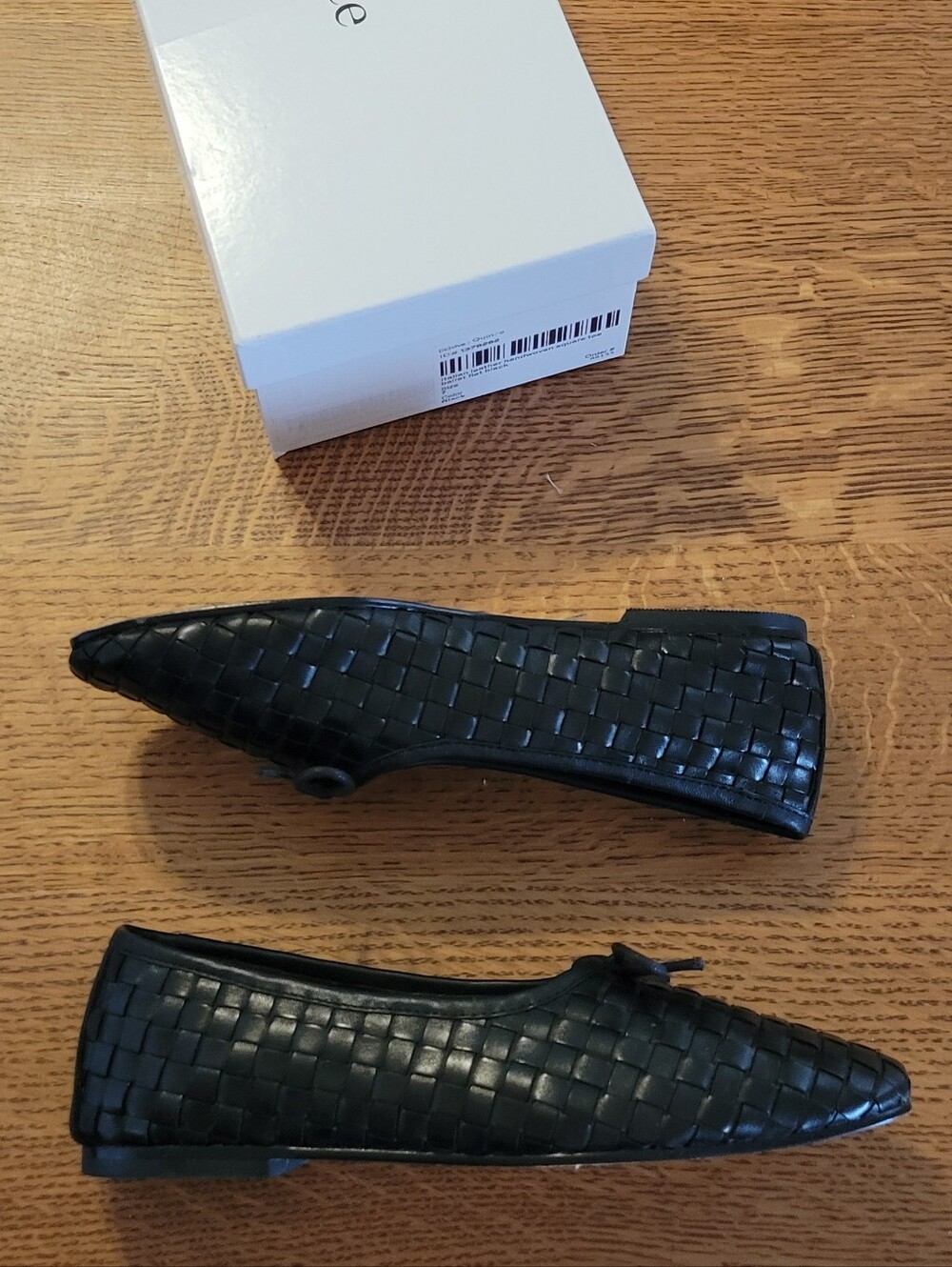 Quince Italian Leather Handwoven Square Toe Ballet Flat - black - Picture 12 of 15